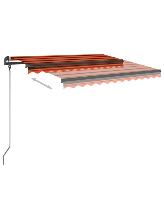 Ručně zatahovací markýza s LED světlem 3x2,5 m oranžová a hnědá