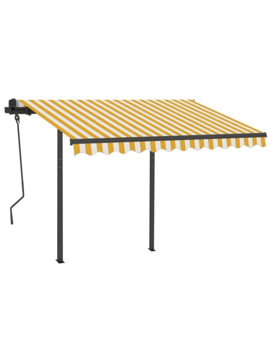 Automatická zatahovací markýza se sloupky 3 x 2,5 m žlutobílá