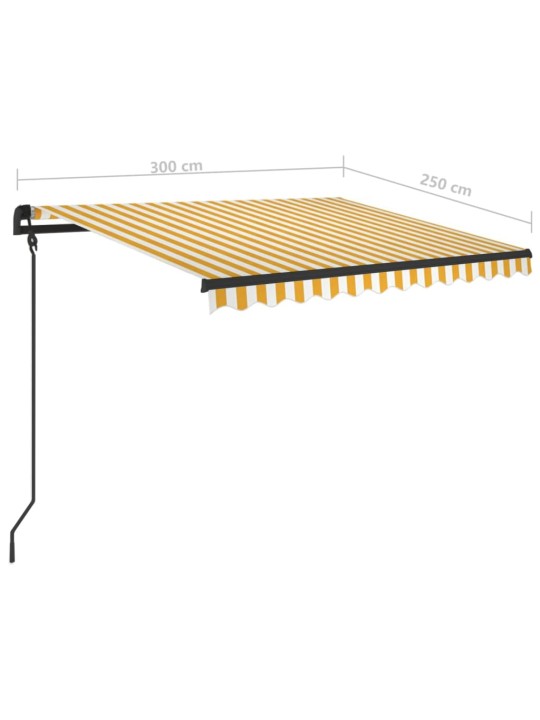 Automatická zatahovací markýza se sloupky 3 x 2,5 m žlutobílá