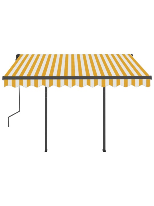 Automatická zatahovací markýza se sloupky 3 x 2,5 m žlutobílá