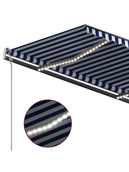 Automatická markýza led a senzor větru 3 x 2,5 m modrobílá