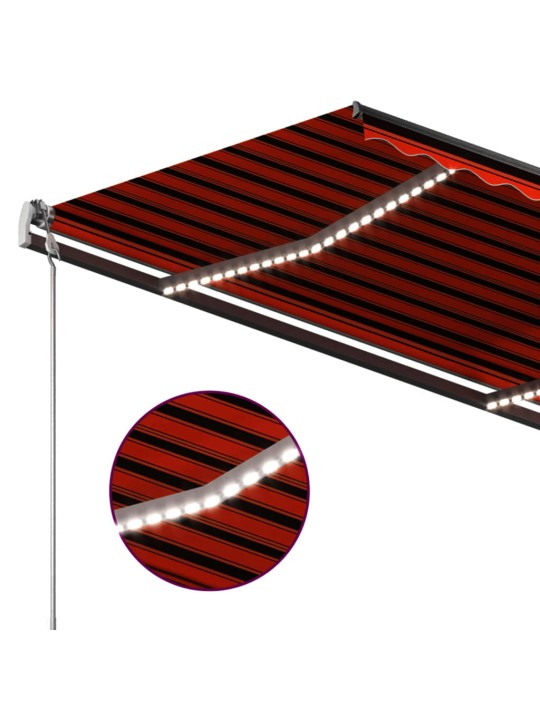 Automatická markýza led a senzor větru 3 x 2,5 m oranžovo-hnědá