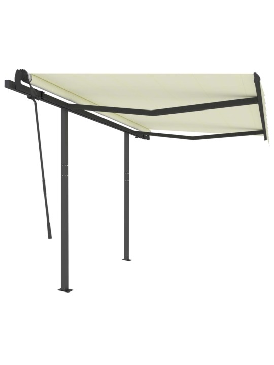 Ručně zatahovací markýza se sloupky 3,5 x 2,5 m krémová