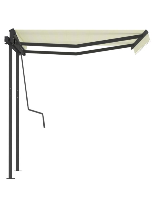 Ručně zatahovací markýza se sloupky 3,5 x 2,5 m krémová