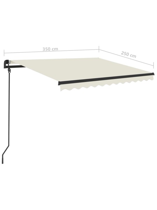 Ručně zatahovací markýza se sloupky 3,5 x 2,5 m krémová