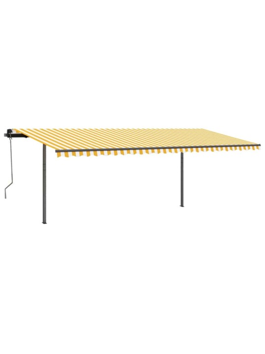 Ručně zatahovací markýza se sloupky 3,5 x 2,5 m žlutobílá
