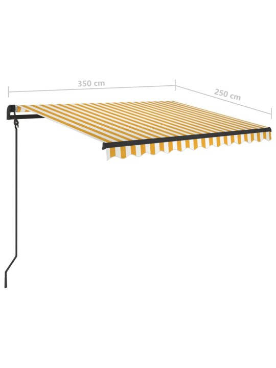 Ručně zatahovací markýza se sloupky 3,5 x 2,5 m žlutobílá