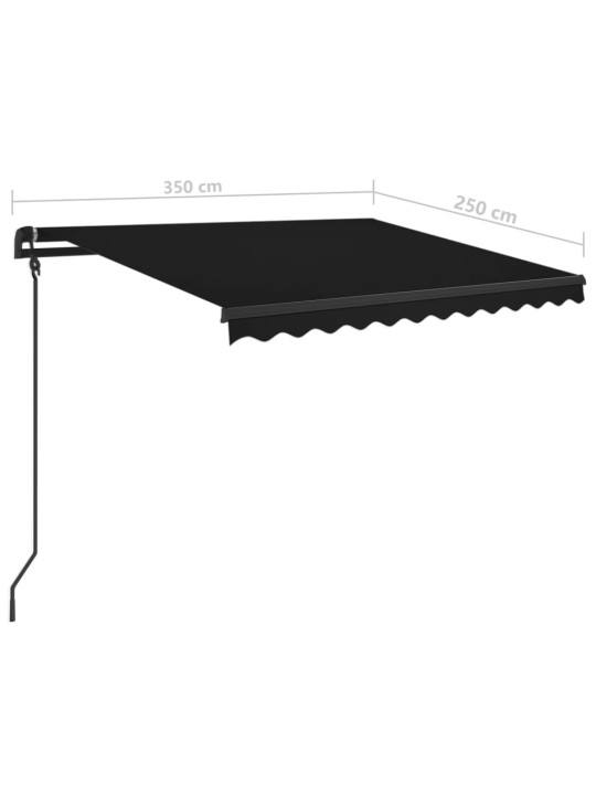 Ručně zatahovací markýza se sloupky 3,5 x 2,5 m antracitová