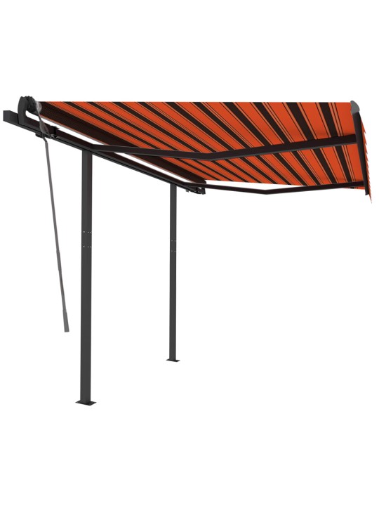 Ručně zatahovací markýza se sloupky 3,5 x 2,5 m oranžovo-hnědá
