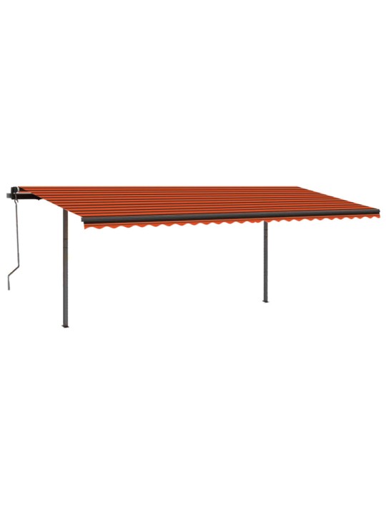 Ručně zatahovací markýza se sloupky 3,5 x 2,5 m oranžovo-hnědá