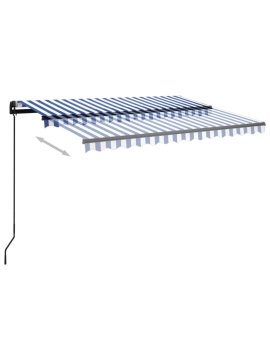Ručně zatahovací markýza s LED světlem 3,5 x 2,5 m modrobílá
