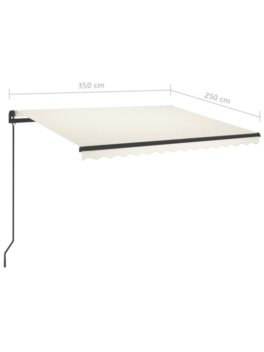 Ručně zatahovací markýza s LED světlem 3,5 x 2,5 m krémová