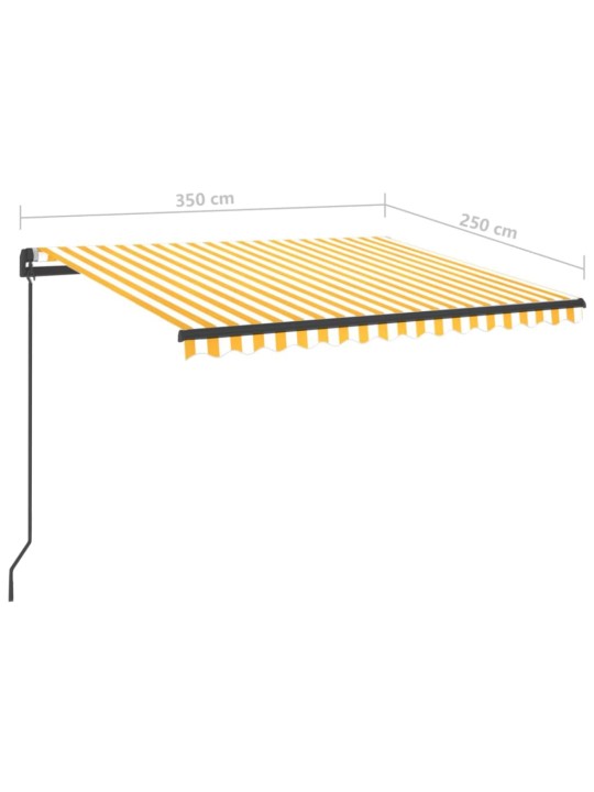 Ručně zatahovací markýza s LED světlem 3,5 x 2,5 m žlutobílá