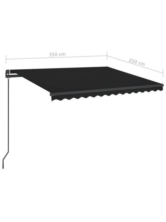 Ručně zatahovací markýza s LED světlem 3,5 x 2,5 m antracitová