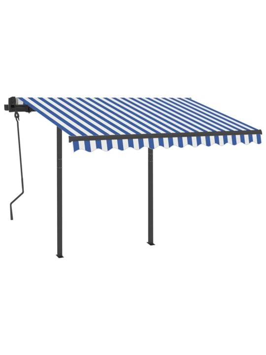 Automatická zatahovací markýza se sloupky 3,5 x 2,5 m modrobílá