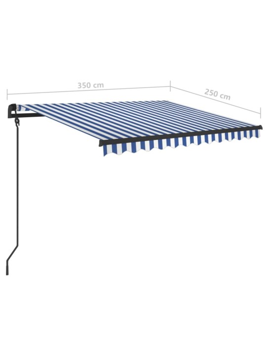 Automatická zatahovací markýza se sloupky 3,5 x 2,5 m modrobílá