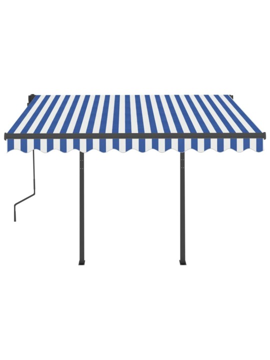 Automatická zatahovací markýza se sloupky 3,5 x 2,5 m modrobílá
