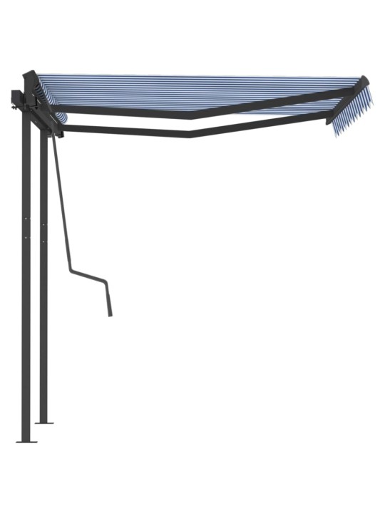 Automatická zatahovací markýza se sloupky 3,5 x 2,5 m modrobílá