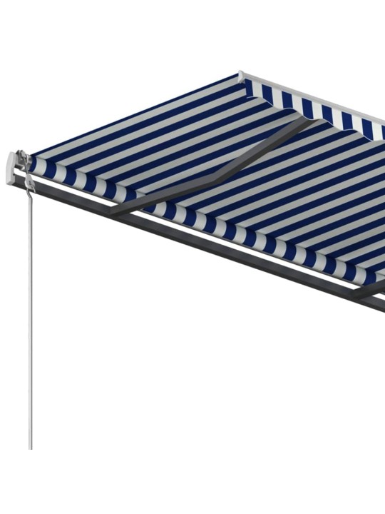 Automatická zatahovací markýza se sloupky 3,5 x 2,5 m modrobílá