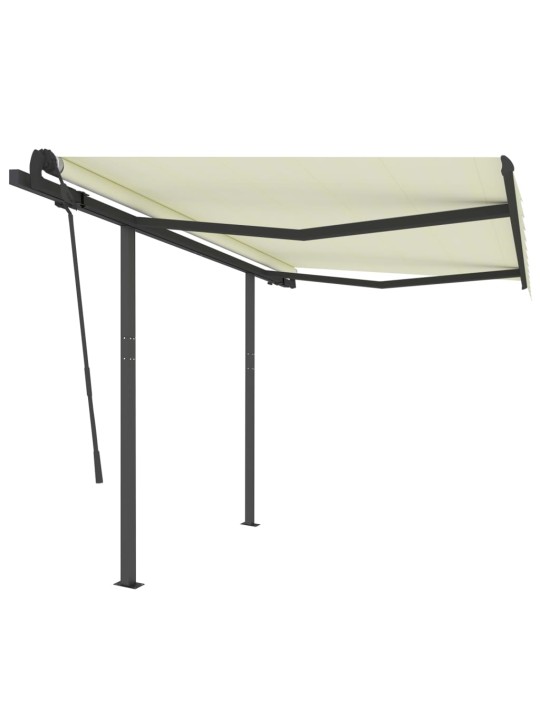 Automatická zatahovací markýza se sloupky 3,5 x 2,5 m krémová