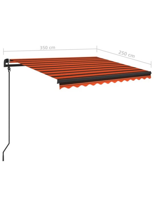 Automatická markýza se sloupky 3,5 x 2,5 m oranžovo-hnědá