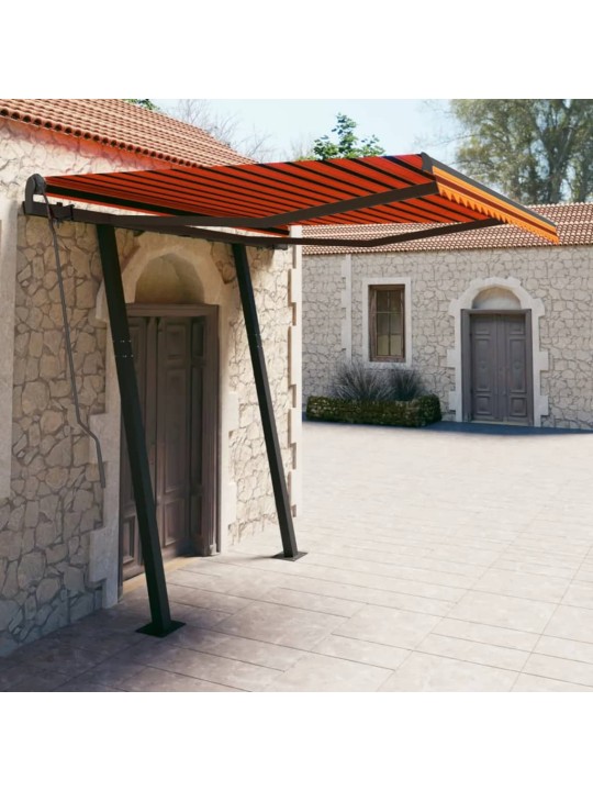 Automatická markýza se sloupky 3,5 x 2,5 m oranžovo-hnědá