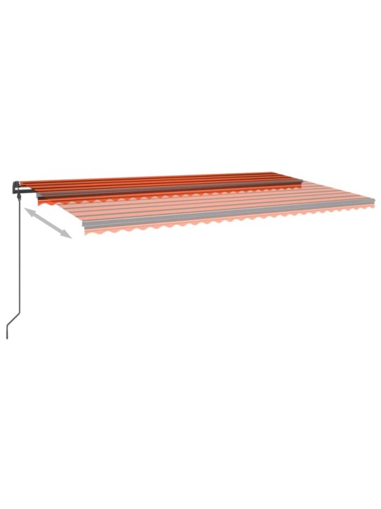 Ručně zatahovací markýza se sloupky 6 x 3 m oranžovo-hnědá