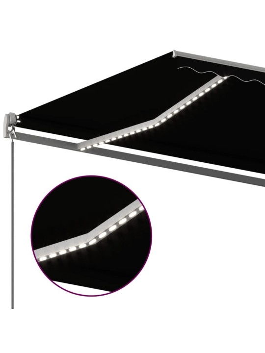 Ručně zatahovací markýza s LED světlem 6 x 3 m antracitová