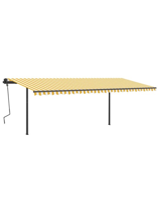 Automatická zatahovací markýza se sloupky 6 x 3 m žlutobílá