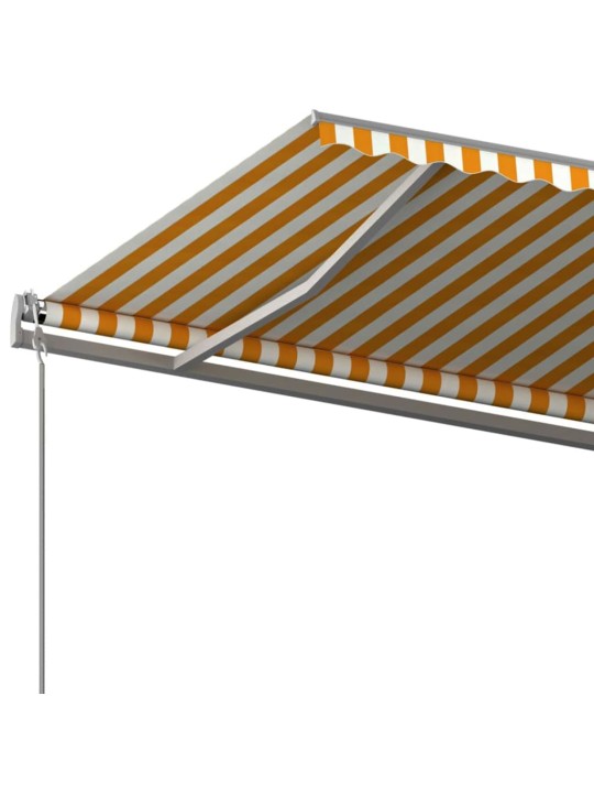 Automatická zatahovací markýza se sloupky 6 x 3 m žlutobílá
