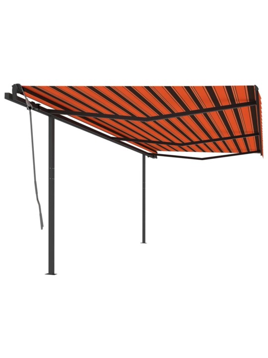 Automatická zatahovací markýza se sloupky 6 x 3 m oranžovohnědá