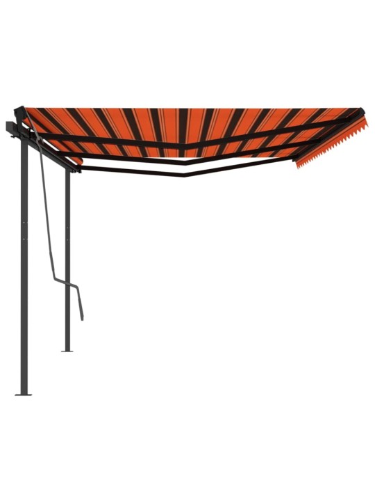 Automatická zatahovací markýza se sloupky 6 x 3 m oranžovohnědá