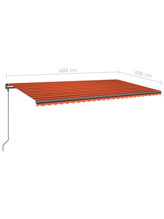 Automatická zatahovací markýza se sloupky 6 x 3 m oranžovohnědá