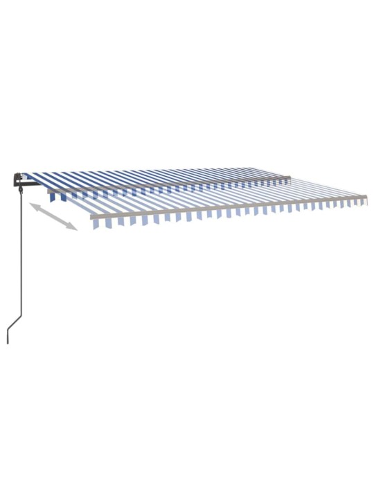 Automatická markýza LED a senzor větru 6 x 3 m modrobílá