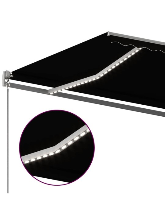 Automatická markýza LED a senzor větru 6 x 3 m antracitová