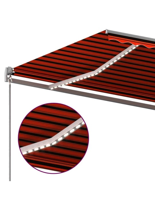 Automatická markýza LED a senzor větru 6 x 3 m oranžovo-hnědá