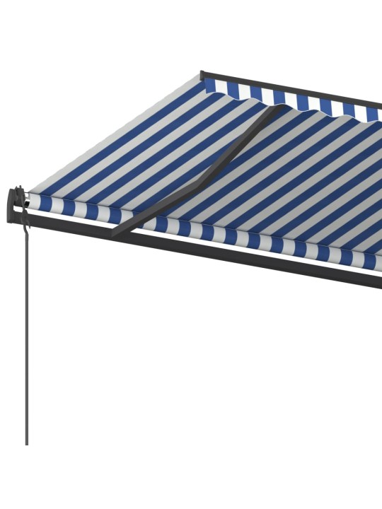Ručně zatahovací markýza se sloupky 6 x 3,5 m modrobílá