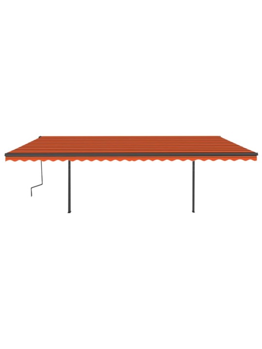 Ručně zatahovací markýza se sloupky 6 x 3,5 m oranžovo-hnědá