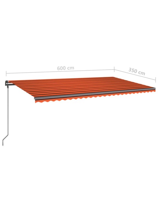 Ručně zatahovací markýza se sloupky 6 x 3,5 m oranžovo-hnědá