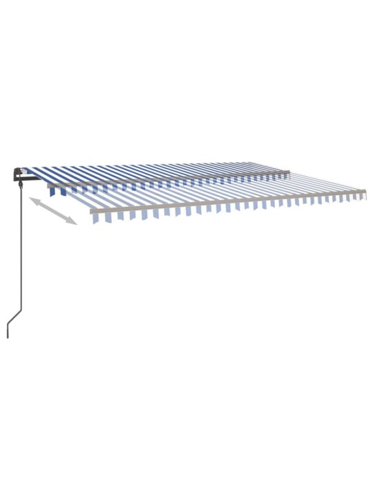 Ručně zatahovací markýza s LED světlem 6 x 3,5 m modrobílá