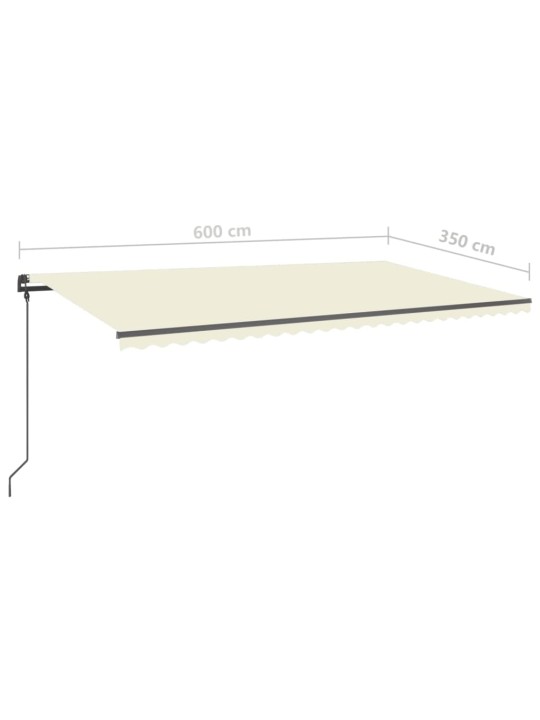 Ručně zatahovací markýza s LED světlem 6 x 3,5 m krémová