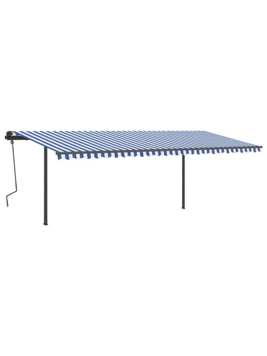 Automatická zatahovací markýza se sloupky 6 x 3,5 m modrobílá