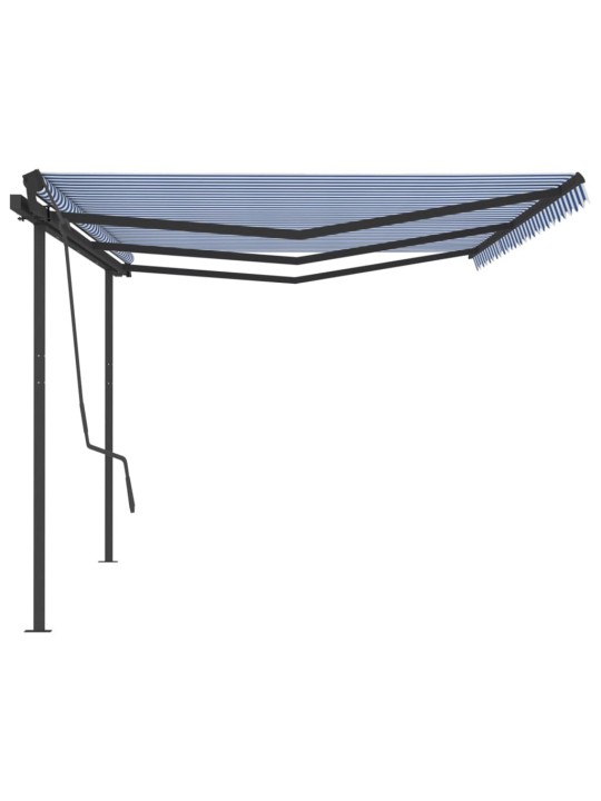 Automatická zatahovací markýza se sloupky 6 x 3,5 m modrobílá