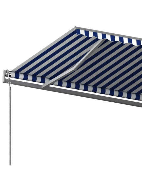 Automatická zatahovací markýza se sloupky 6 x 3,5 m modrobílá