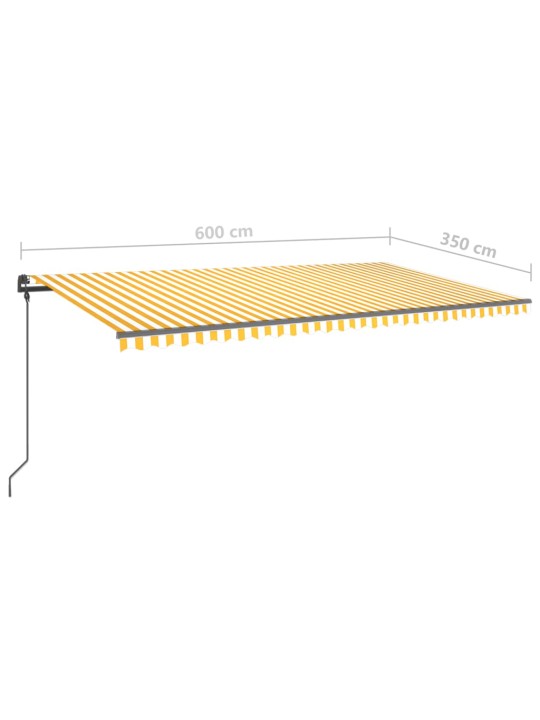 Automatická markýza LED a senzor větru 6 x 3,5 m žlutobílá