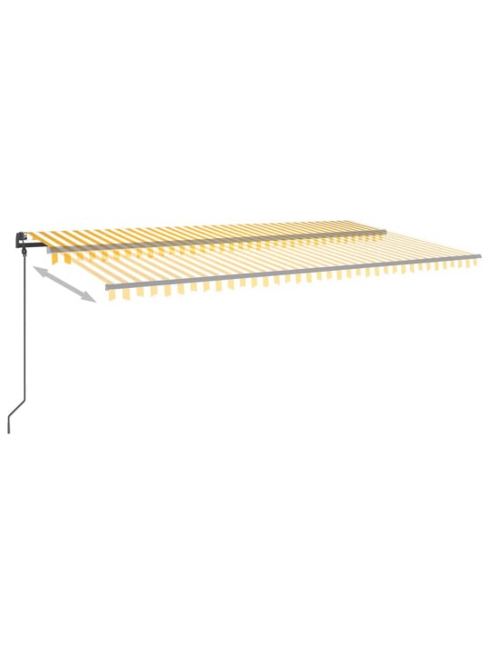 Automatická markýza LED a senzor větru 6 x 3,5 m žlutobílá