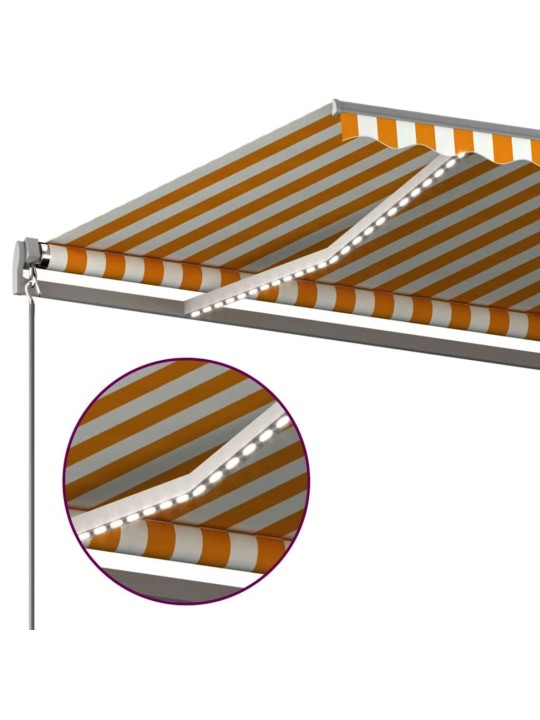 Automatická markýza LED a senzor větru 6 x 3,5 m žlutobílá