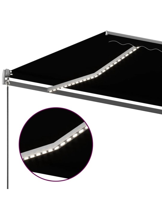 Automatická markýza LED a senzor větru 6 x 3,5 m antracitová