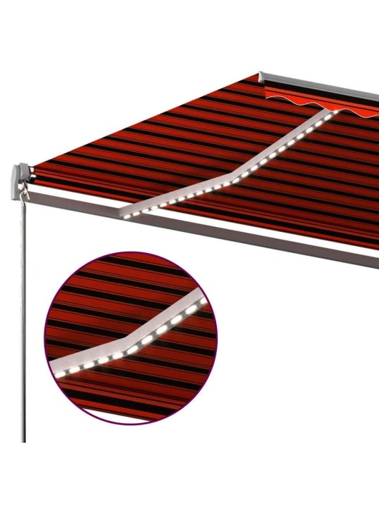 Automatická markýza led a senzor větru 6 x 3,5 m oranžovo-hnědá