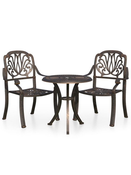 3dílný bistro set litý hliník bronzový